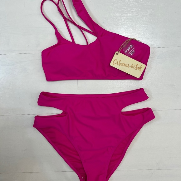 Hot pink- cut out swimsuit NWT - Picture 1 of 2